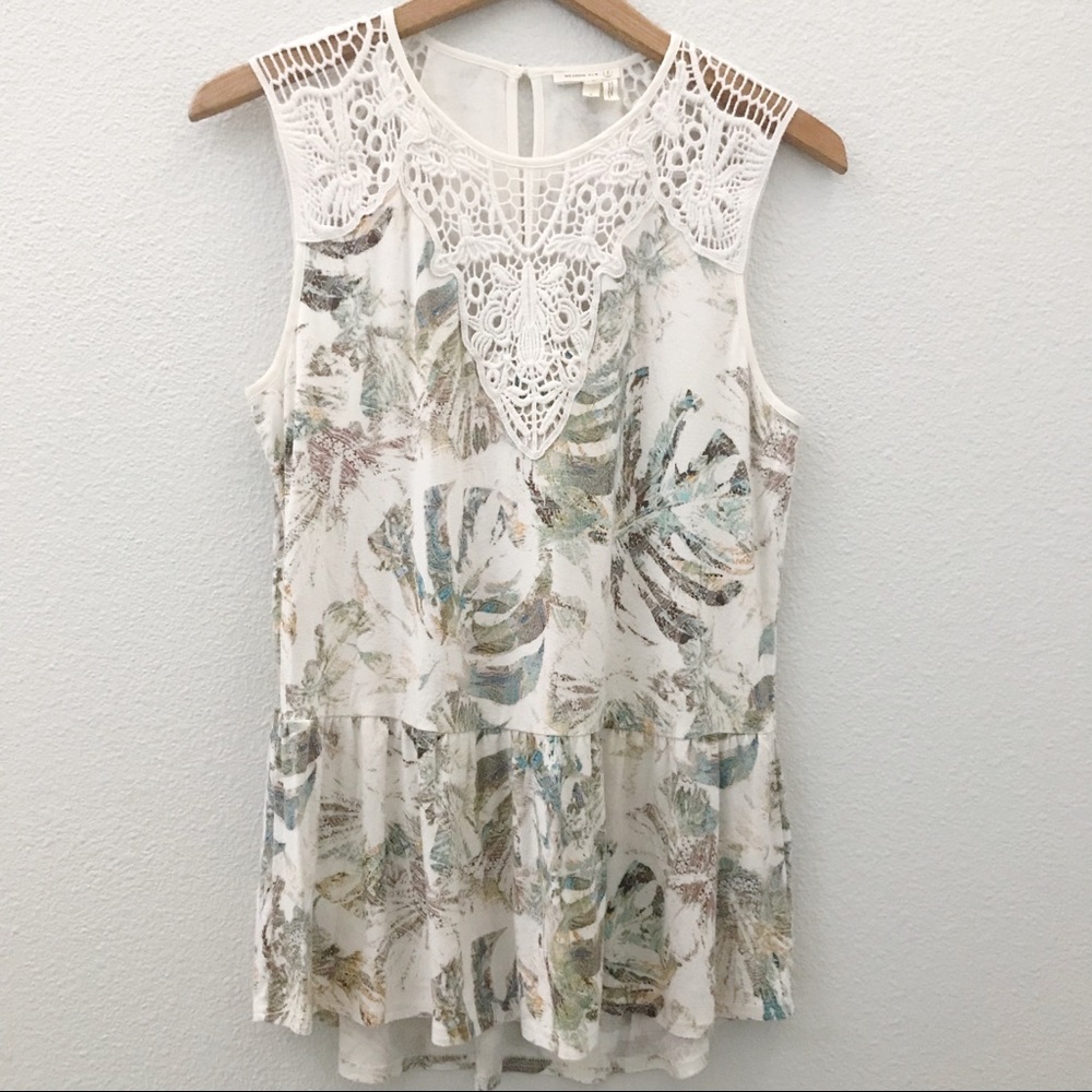 Meadow Rue crochet shoulder printed tank top small - Picture 2 of 7
